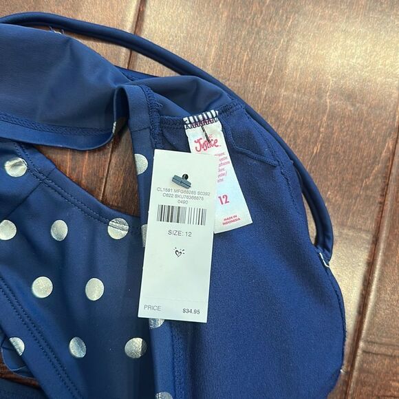 Foil dot scalloped one shoulder bikini - Picture 11 of 14